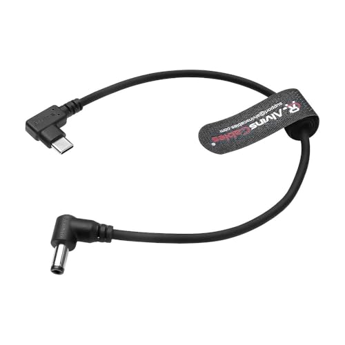 Alvin's Cables Right Angle USB-C Type-C PD to DC Power Cable PD Charging Cable for Blackmagic Video Assist Monitor, Ultra Soft 30CM/11.8 inches Right angle type-c 30cm