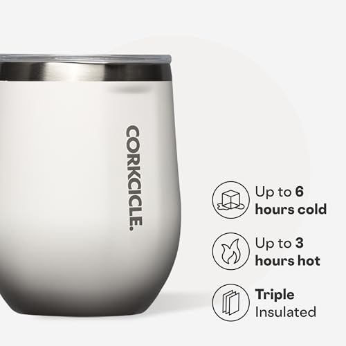 Corkcicle Stemless Wine Tumbler with Lid, 12 oz, Oat Milk