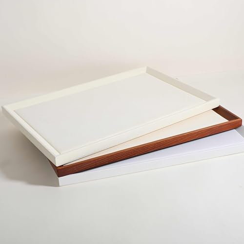 Gemehou Square velvet Jewerly display tray, Nightstand Jewelry Organizer plate, Stackable Empty Jewelry showcase tray for Necklace Bracelet Ring Earring Watch (Cream-Large, 17.7 x 11.8 in) Cream Large