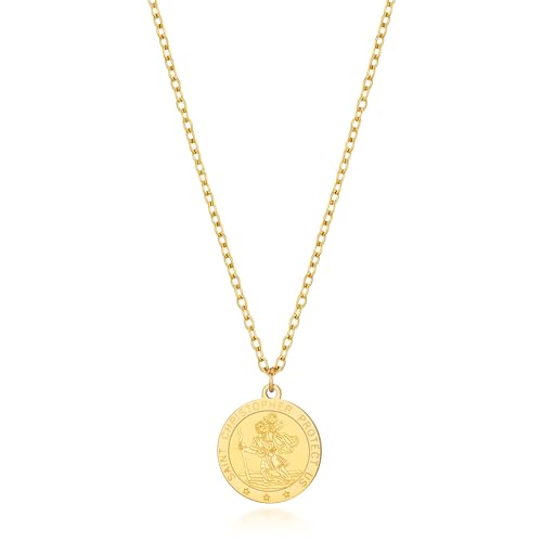 Philip Jones Men's 18k Gold Plated Stainless Steel St Christopher Necklace