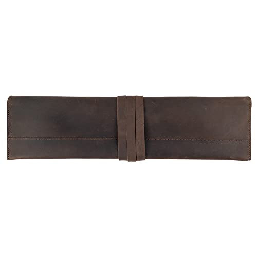 Double Knife Roll for Chefs and Cooks, Vertical Case for Knives, Culinary Accessories, Carry-On Bag for Traveling, Full Grain Leather, Handmade, Bourbon Brown