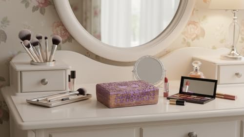 Handmade Wooden Jewelry & Keepsake Box, Decorative Storage Box, 8 x 5 Inch Violet Wash Finish
