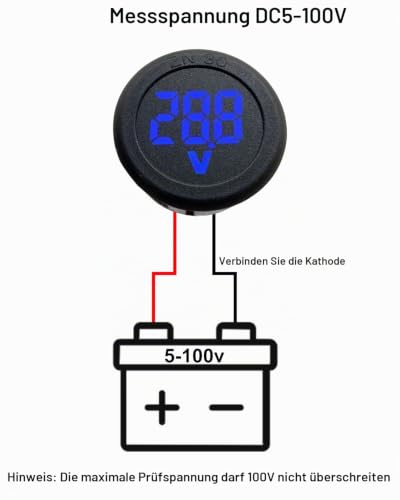 GTIWUNG 6 Pieces Digital Voltmeter DC 4-100 V, Wires Voltmeter 3-Digit LED Display, Voltage Display for Car/Motorcycle/Truck/Boat (Blue & Green) 6 x digital voltmeter DC 4-100 V, blue and green