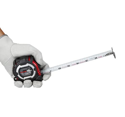 TAJIMA Tape Measure - 16ft x 1in GS-Lock Measuring Tape with Horned Magnetic Hook & Compatible Clip - GS-MC16BW 4.9 m