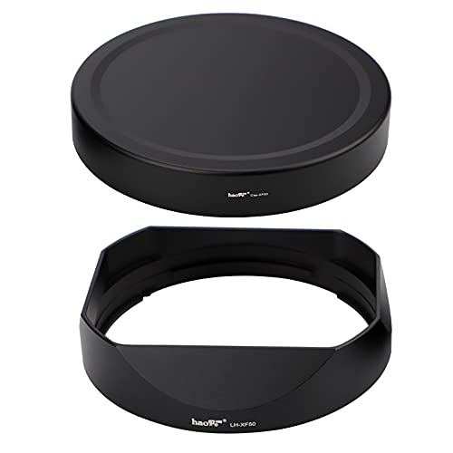 Haoge Metal Square Lens Hood Bayonet for Fujifilm XF50mm F1.0 R WR, Fuji 50mm F1 Hood Shade with Metal Front Cap