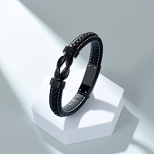 shajwo Infinity Cremation Bracelet for Ashes for Men Black-20cm