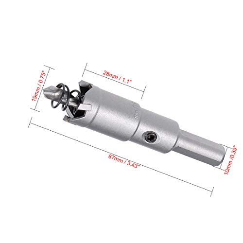 sourcing map Carbide Hole Cutter, Hole Saws for 0.5 mm - 3 mm Stainless Steel 5 mm Sheet Metal 19 mm 19mm