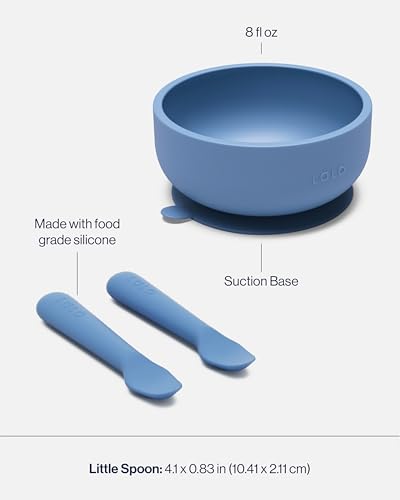 Lalo Starting Solids Kit, 4-Piece Non-Toxic Silicone Baby Feeding Set Oatmeal