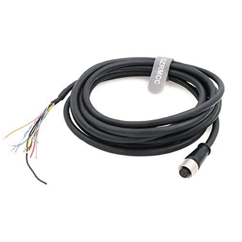 SZRMCC Sensor Actuator Cable M12 12 pin Female Flying Lead Cable for Cognex in-Sight 3800 8000 9000 DataMan 262 300 360 Code Reader Sick Sensor Vision (2m) Straight 12pin Female 2m