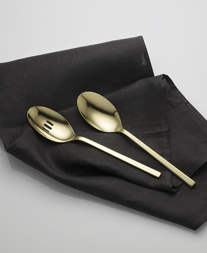 Oneida Allay Champagne 2-Piece Silverware Serving Set, Flatware Serving Spoons, Champagne