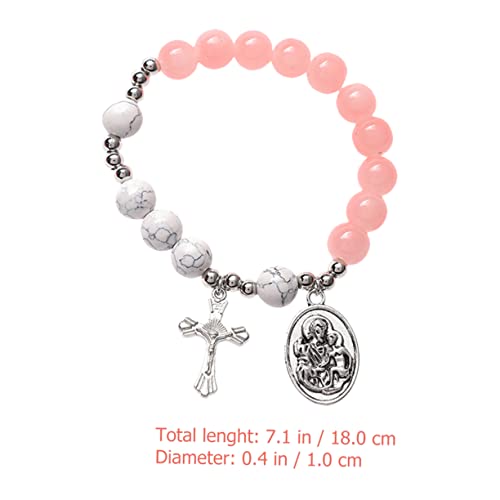 Veemoon Cross Pendant Bracelet Beaded Bracelet Religious Cross Design for Women's Daily Wear Spiritual Occasions Crafted Care