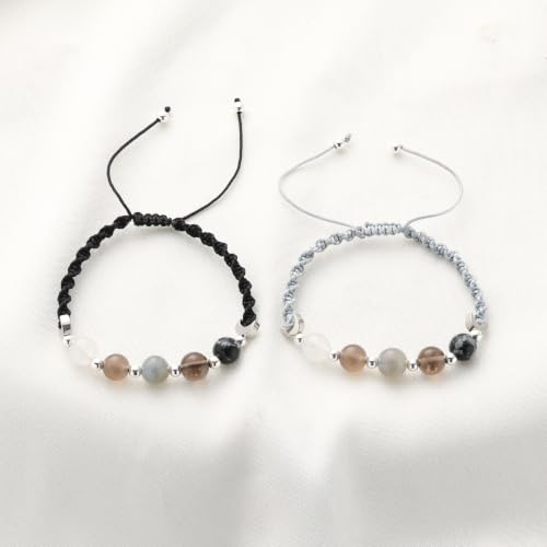 Moon Phase Natural Crystal Spiritual Bracelet for Women Black