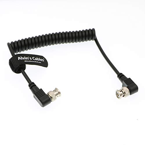 Alvin's Cables BNC to BNC Coiled Cable 3G SDI Cable Right Angle BNC to Right Angle BNC for Blackmagic