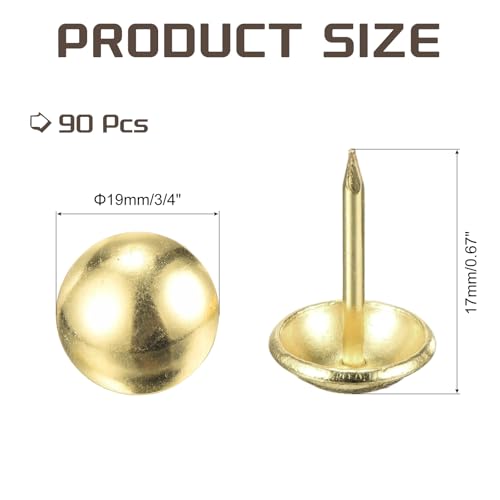 MECCANIXITY 3/4-inch round gold metal upholstery tacks for furniture, wall decor, and DIY projects