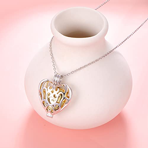 S925 Sterling Silver Cremation Urn Memorial Pendant Necklace Drop Teardrop Heart Cross Cylindrical with Hollow Jewelry Sunflower/Sun and Moon Ashes keepsake