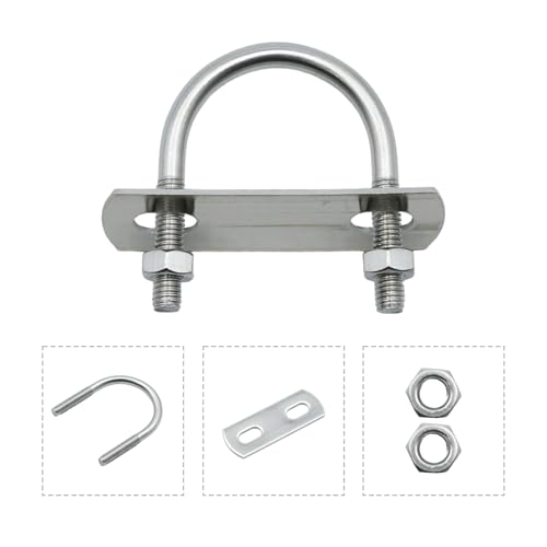 Aynaxcol M6 round U bolt set with nut plates and washers for DN25 pipes, wood, and tubes