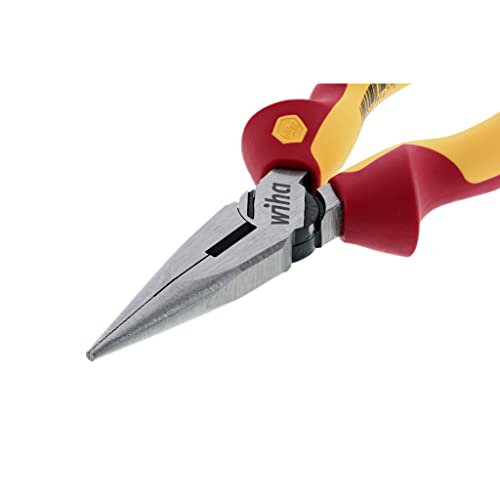 Wiha 32926 6.3-inch insulated industrial long nose needle-nose pliers over white background