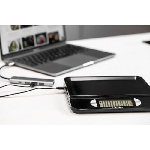 Taylor Pro Accurate USB Rechargeable Kitchen Scales with Tare Function in Gift Box, Stainless Steel