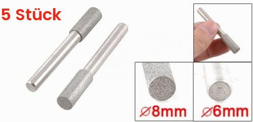 5 Pcs Cylindrical Head Shank Diamond Mounted Points File 8mmx20mmx6mm | Diamond grinding pins