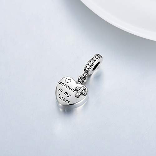 LONAGO Personalized Photo Charm for Bracelet Sterling Silver Customize Picture Charms Gift for Women Heart urn