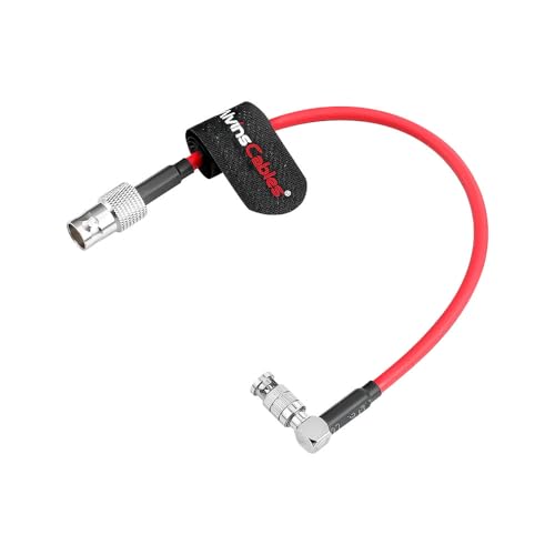 Alvin's Cables 12G Micro BNC to BNC Female Adapter Cable, High Density 4K UHD Video Coaxial Cable, 75 Ohm Ultra-Soft for Blackmagic Video Assist 5" Monitor, Right Angle Micro BNC Red 7.9inches