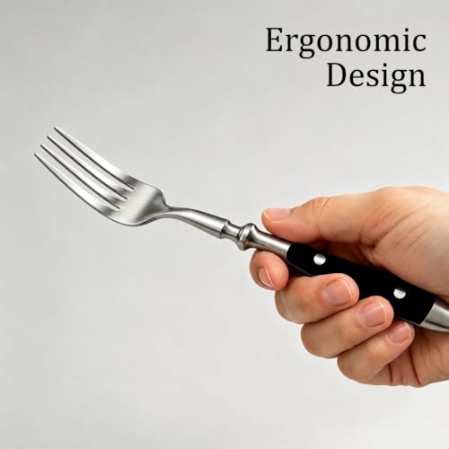 8 Pieces Dinner Forks Set, Dishwasher Safe, Black Handle