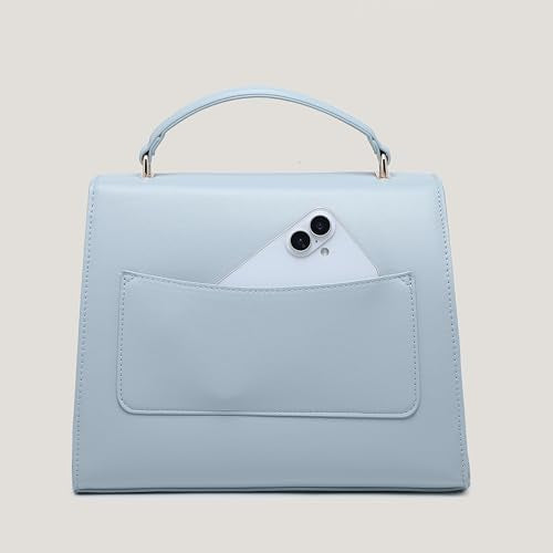 BEAUTYGOODIES Elegant Insulated Lunch Bags for Women, Aesthetic Baby Blue Classy Purse and Lunch Purse with Strap for Professional Women, Office and School