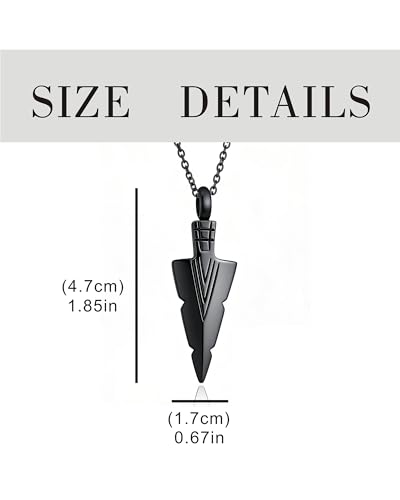 Arrow Head Urn Necklace for Ashes Cremation Jewelry Arrowhead Pendant Memorial Necklaces Ash Holder Keepsake Jewelry for Loved Ones with Fill Tool | Cremation Jewelry black