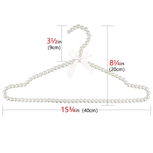 Adorila Pearl Hangers 16in for Wedding Dress Bridal Gown, 5-Pack White