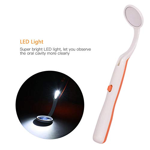 [Australia - AusPower] - Dental Mirror LED Lighted Mirror Teeth Inspection Mirror Anti Fog Curve Angle Dentist Oral Care Tool?2pcs? (Orange) Orange 