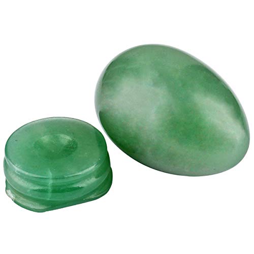 Rockcloud 1.7" Crystal Egg Sphere with Stone Stand, Green Aventurine Dark Green