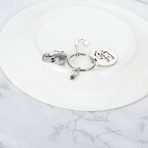 Gredstar Gone Fishing Urn Necklace for ashes & Fishing in Heaven Cremation Urn Keychain