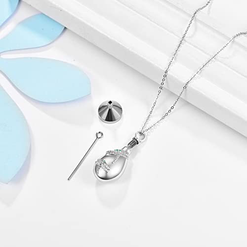 KINGWHYTE Dragonfly Ashes Necklace 925 Sterling Silver Urn Necklace for Ashes Animal Keepsake Cremation Jewelry Memory with Funnel Filler Kit