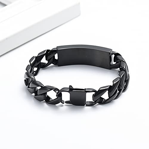 Hearbeingt Cuban Link Urn Bracelet for Ashes Cremation Bracelet Black-22cm