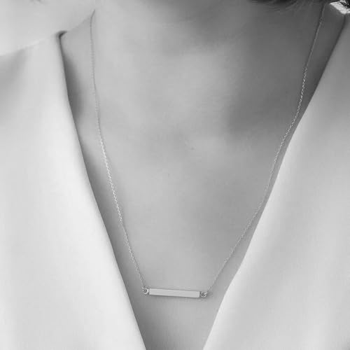 Horizontal Bar Urn Necklaces for Ashes for Women Stainless Steel Keepsake Memorial Cremation Jewelry Ashes Necklace Pendant Silver
