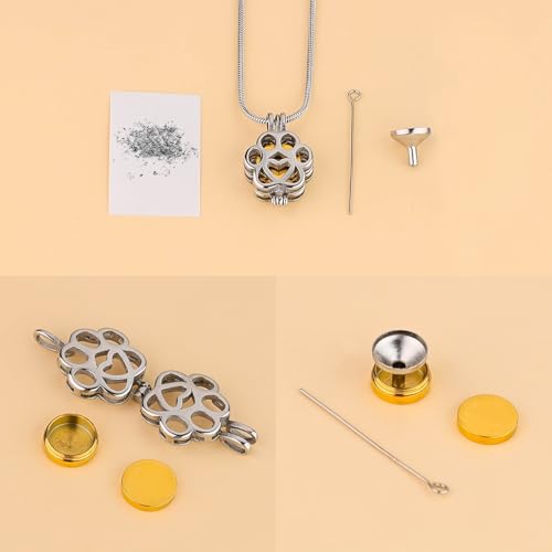 Pet Cremation Jewelry For Ashes For Dog/Cat Paw Stainless Steel Memorial Locket Urn Necklace Inside Mini Box Keepsake Urn Necklace Women Men Loved One Memorial Jewelry