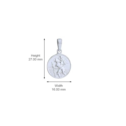 Vanbelle Sterling Silver - Rhodium Plated with 925 Stamp - Saint Christopher Medal Pendant Necklace - Elegant Handcrafted Necklace for Men & Women - 18" Long + 2" Extender
