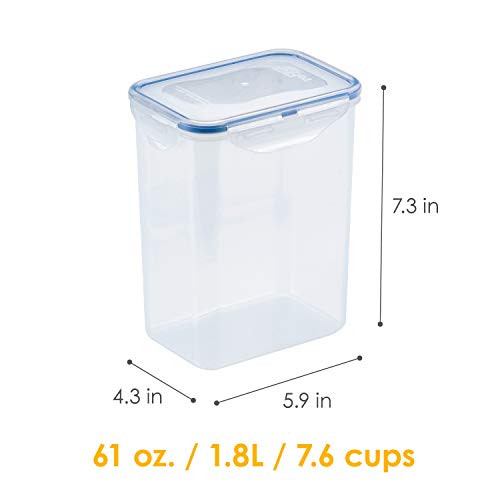 LOCK & LOCK LocknLock Easy Essentials Airtight Rectangular Tall Food Storage Container 7.61 Cup, 4 Piece, Clear 4 Piece Set