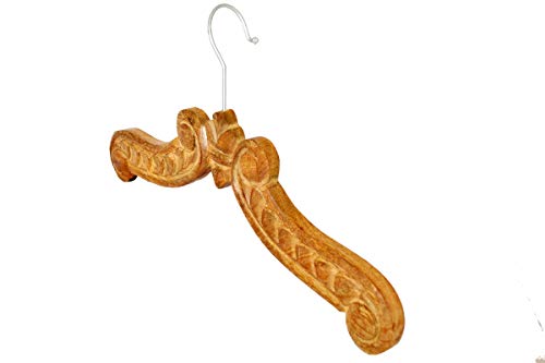 eTroves Wooden Dress Hanger Royal Antique Look Decorative Wooden Bridal Gown Hangers, Brown, 18 Inch