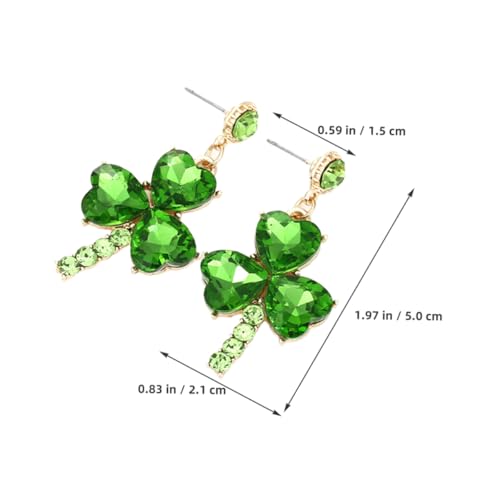 Clover Earrings for Women Irish Shamrock Rhinestone Dangle Leaf Drop Earrings Fashion Party Holiday Jewelry