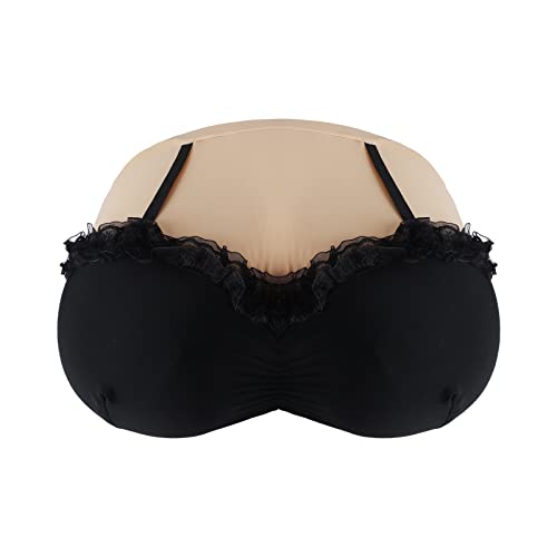 ITODA Boobs Breasts Pillow Cushion Funny Throw Pillow Home Bedroom Decor Cushion Soft Sleep 3D Creative Breast Shape Sleeping Backrest with Washable Removable Cover Black With Lace
