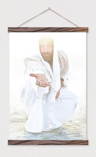 Mireita Jesus-Wall Art-Rescuer Poster For Church Room Decor-Christian-Art Canvas Print Picture For Home Living Bedroom Office Decor Palms2 16"L x 24"W