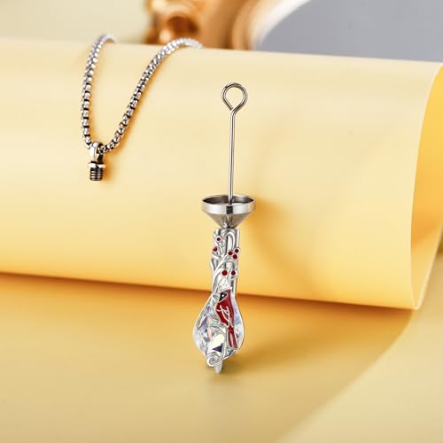 Crystal Urn Necklace for Ashes for Women Sterling Silver Heart Butterfly/Dragonfly/Carnelian Cremation Keepsake Jewelry Gift for Women Carnelian