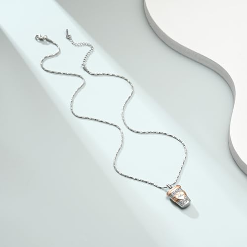 Imrsanl Coffee Cup Memorial Urn Necklace Cremation Jewelry for Ashes Silver-Rose Gold