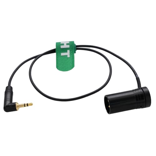 3.5mm 1/8" to Low-Profile XLR 3 Pin Balanced Audio Cable for Wireless Receiver Mic to Sony Canon Camera Mixer 50cm Black 3.5mm right-angle to XLR3M low-profile, black