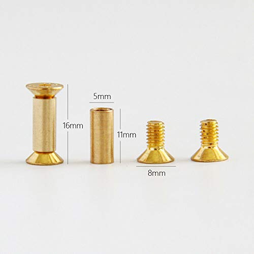 TEAMWILL brass knife handle pin rivets, 10-piece set with flat hex head fastening screws