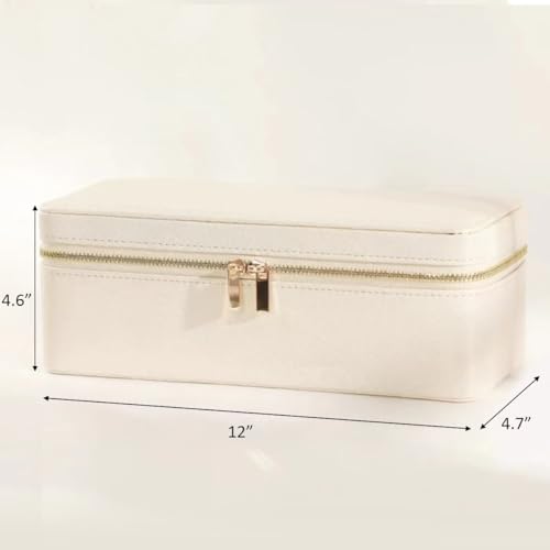 Bescott Bracelet Jewelry Box with 1 Removable Roll - Holder stores Bracelets Bangles Watches Display on Stand or Dresser Beige-Large-12.2”X4.5"X4.5"