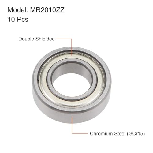 TOP-VIGOR 10Pcs MR2010ZZ Deep Groove Ball Bearings - Z2 10mm x 20mm x 6mm MR2010ZZ（10Pcs)