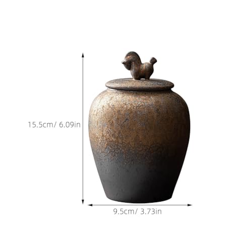 Luxshiny Ceramic Tea Leaf Storage Jar with Airtight Lid Small Japanese Style Tea Canister for Storage and Food Organization for Home Office, 6.09 X 3.73 X 2.99 Inch