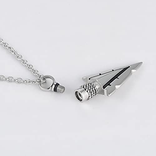 GMXLin Arrowhead Cremation Spear Point Urn Necklace for Men Ashes Dad Memorial Keepsake Women Pendant Jewelry White
